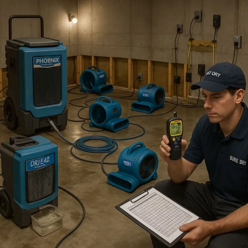 Structural Drying and Dehumidification process in Rowland Heights, CA